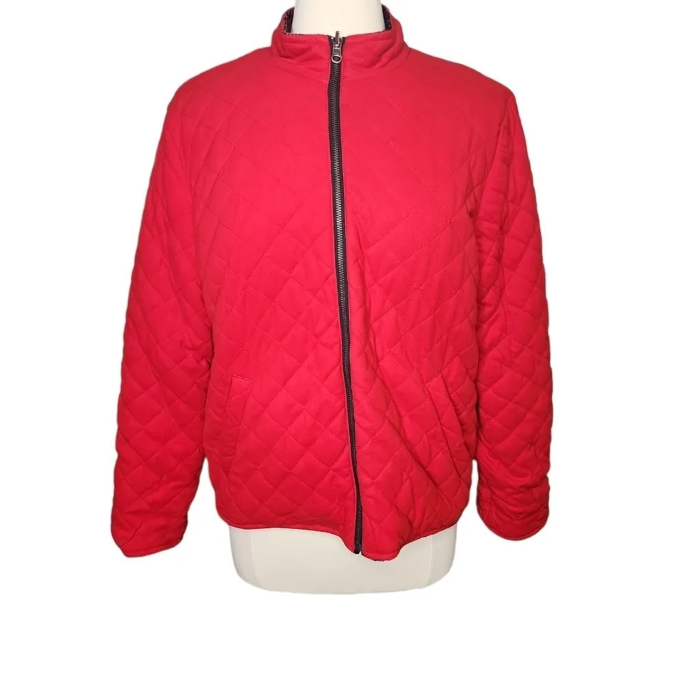 Vintage Chico's Celastrus Reversible Jacket Chico Size 1 Red Black - Picture 1 of 16